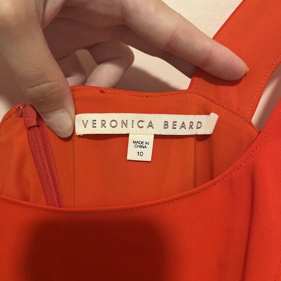 Veronica Beard Gloria Fluted Stretch-Crepe Midi Dress Red Size 10 - Picture 3 of 9